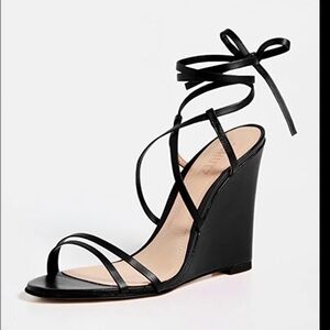 SCHUTZ Deonne Black Strappy Wrap Wedge Sandal NWT